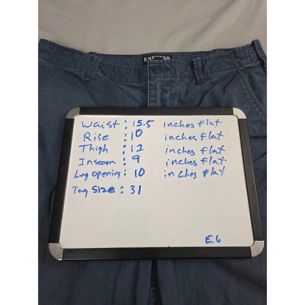 Express Mens Chino Shorts Size 31 Blue Cotton Twill Casual Summer Flat Front